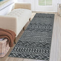 KUTA 2x6 Washable Runner Rug Non-Slip, Dark Grey Beige Moroccan Boho Rug Runner by KUTA