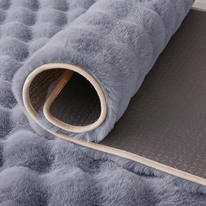 Gray Rabbit Plush Rug 3'x5', Fluffy Shaggy Area Rug - Image 6
