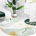 Lahome Green Washable Round Rug - 7Ft Round Area Rug - Image 4