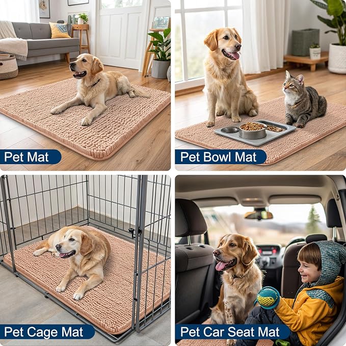 Smiry Dog Door Mat for Muddy Paws 47x32, Absorbent Dirt Trapper, Non-Slip - Image 6