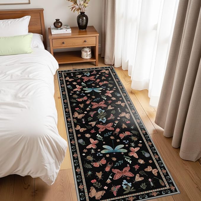 Rugxara 2x6 Floral Runner Rug, Washable Runners - Image 3