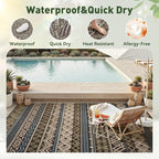 MontVoo Outdoor Rug Carpet Waterproof-Patio Rug Mat 6x9 Reversible RV Outdoor - Image 2