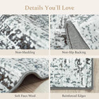 Rugflix 9x12 Washable Area Rugs, Neutral Boho Carpet Living Room Rug Non Slip - Image 5