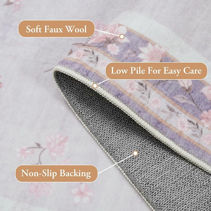 LIVEBOX Machine Washable Area Rugs 5x7 Lavender Rug Girls Bedroom, Soft - Image 8