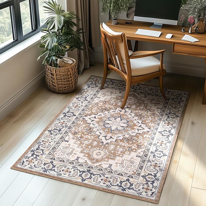 Lessymo 4 x 6 Area Rugs for Living Room- Machine Washable Area Rugs Boho Faux - Image 3