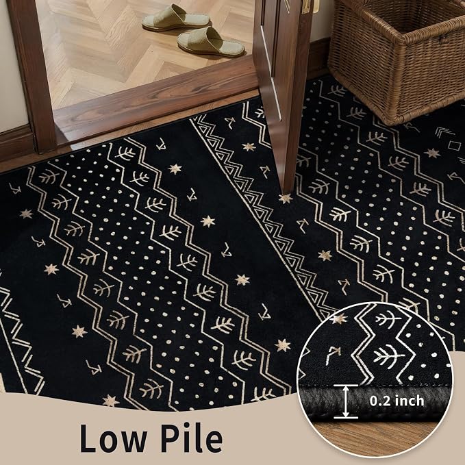 SERISSA 2x4 Rugs for Entryway, Washable Non-Slip Kitchen Runner Rug Small Black - Image 8