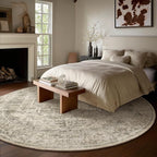 6ft Washable Round Rugs for Bedroom: Circle Living Room Rug Vintage Non Slip - Image 2