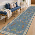 Blue Vintage Insect Runner Rug for Hallway 3x12, Washable Non Slip Kitchen Sink by HazoHaus