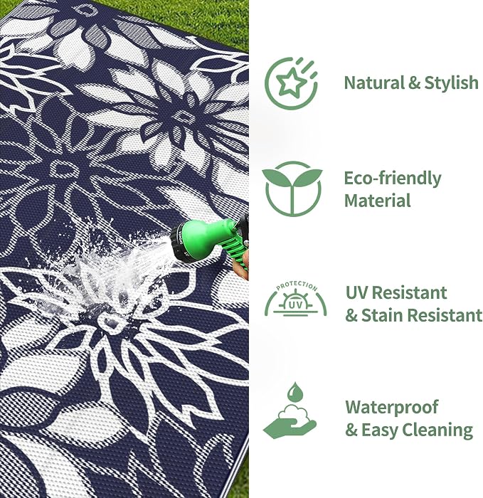 GENIMO Outdoor Rug Waterproof for Patio Decor, Large Area Rugs Mats for RV - Image 6