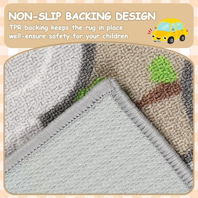 Capslpad Tan Car Road Kid Rug Carpet Playmat - Image 3