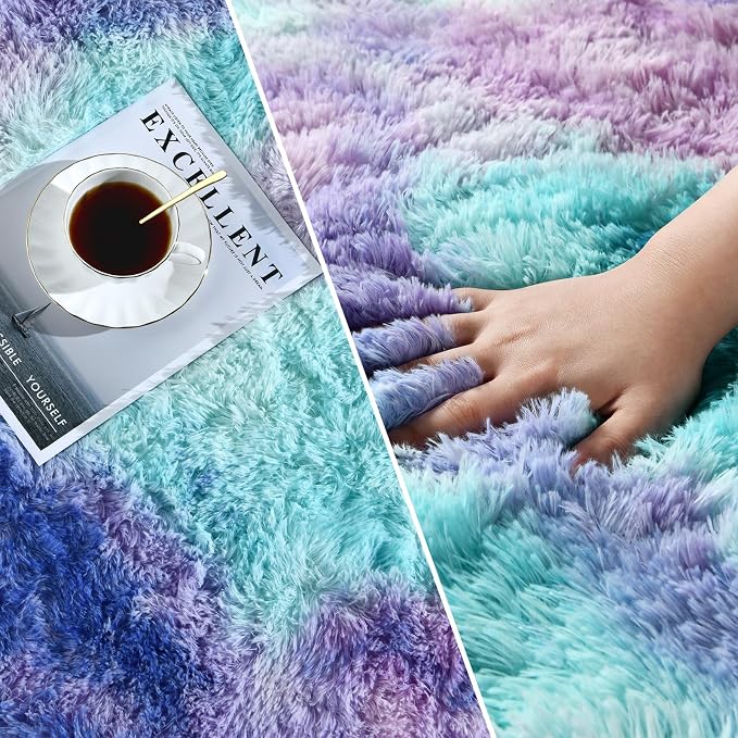 Deerhoo Shag Area Rug, 4 X 6 Tie-Dyed Plush Fuzzy Rugs - Image 3