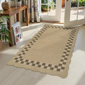 LIVEBOX Scalloped Easy Jute Checkered 3x5 Outdoor Rug, Washable Non-Slip Tan by LIVEBOX