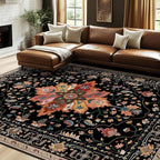 RELEANY Area Rugs 7'x10' Washable Non-Slip, Floral Vintage Distress Medallion - Image 3