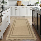 LIVEBOX Scalloped Easy Jute 3x5 Outdoor Rug, Washable Non-Slip Geometric Tan - Image 2
