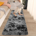 2x6 Fluffy Soft Runner Rug for Bedroom Living Room, Dark Grey and Black Carpet - Image 2