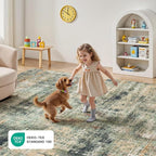 Lofus 8x10 Area Rug for Living Room, Coffee Green Abstract Large Rugs - Image 5