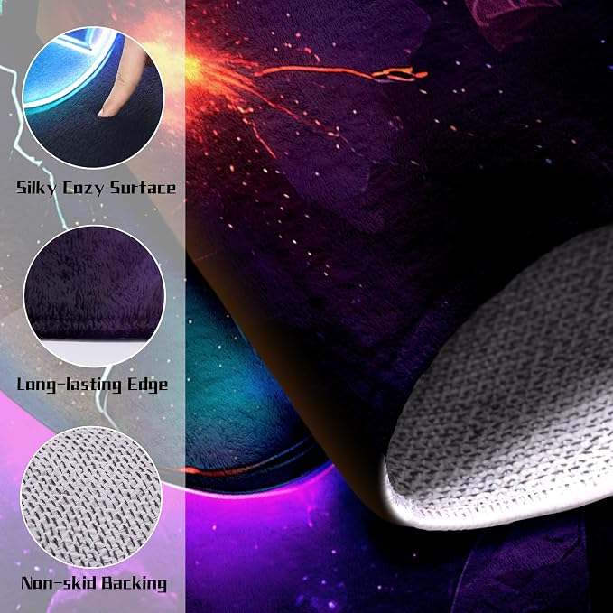 5x7 ft Neon Gaming Area Rug for Boys Room, Colorful Game Controller Carpet for - Image 2