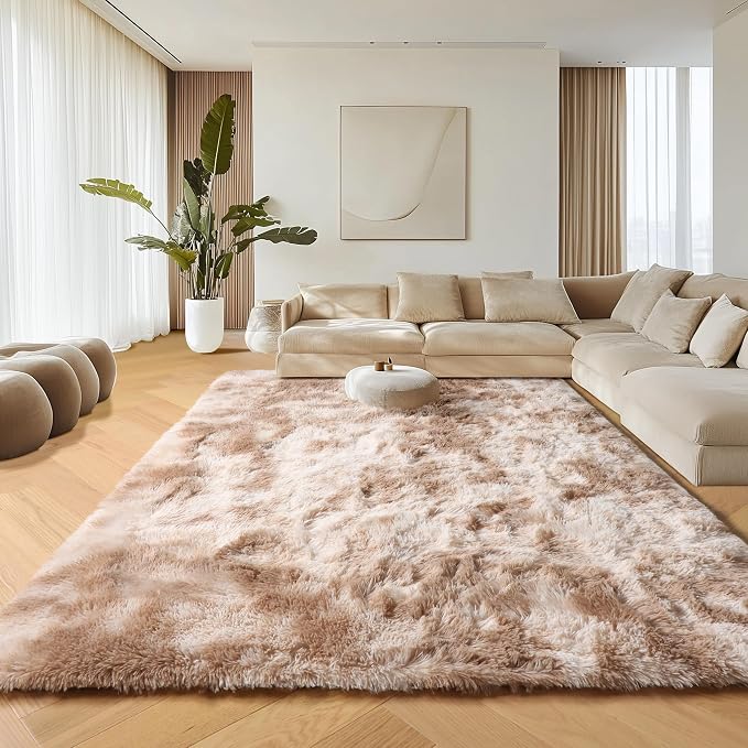 ONASAR 8x10 Area Rugs for Living Room, Tie-Dyed Beige Large Fluffy Bedroom Rug - Image 4
