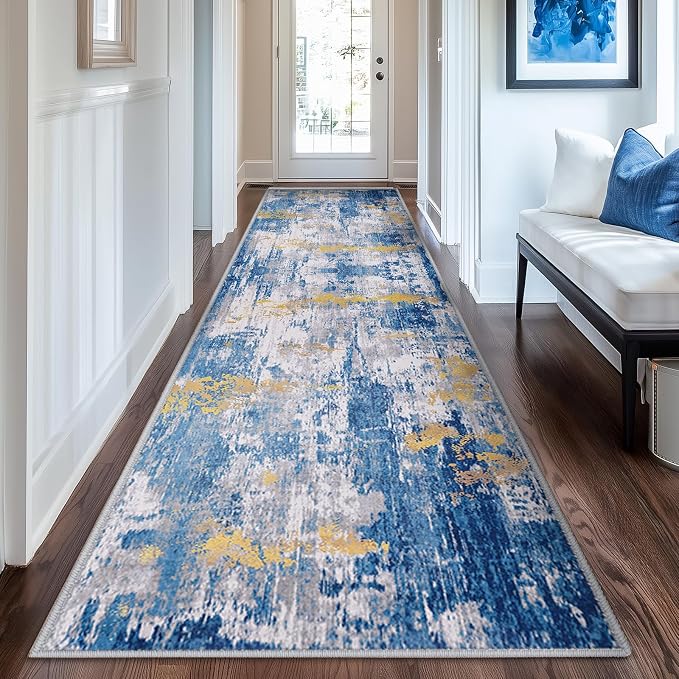 RELEANY Washable Area Rugs 2'x8' Non-Slip Modern Abstract Soft by RELEANY