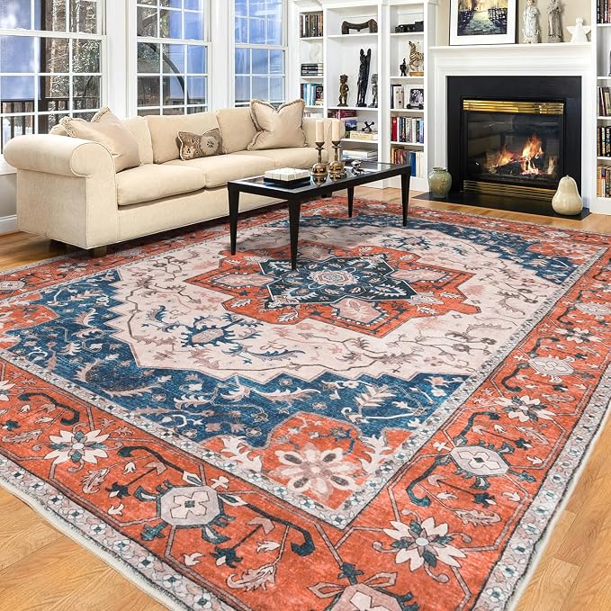 Lessymo 8 x 10 Area Rugs for Living Room- Machine Washable Area Rugs Boho Faux by Lessymo
