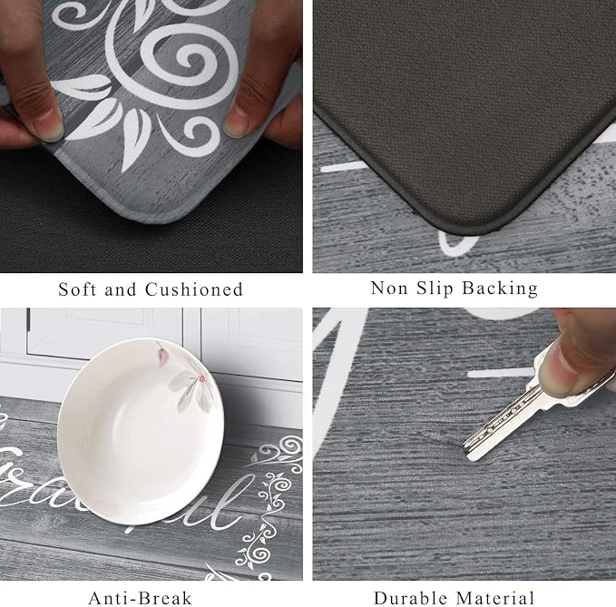 HEBE Anti Fatigue Kitchen Mat Set of 2 Non Slip Cushioned Kitchen Mats - Image 2