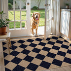 Lahome Colette Checkered Easy Jute Entry Rug, 3x5 Black Outdoor Patio Rug by Lahome