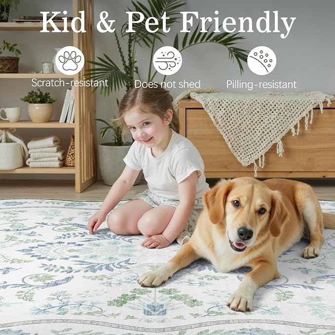 DCX Green and Blue 8x10 Rug, Kid & Pet Friendly - Image 7