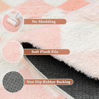 PureCozy Checkered Rug 6x9 Fluffy Shag Living Room Pink Area Rug Modern - Image 6