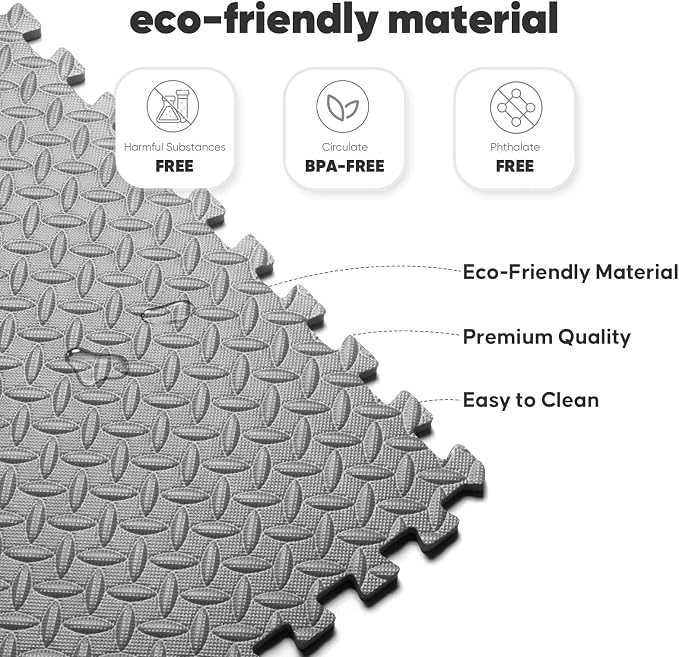 Home Gym Mat, Puzzle Exercise Mat, EVA Interlocking Foam Floor Tiles - Image 3