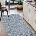 SERISSA Vintage Floral Rugs for Entryway, 2x3 Blue Grey Entryway Rug Non-Slip - Image 8