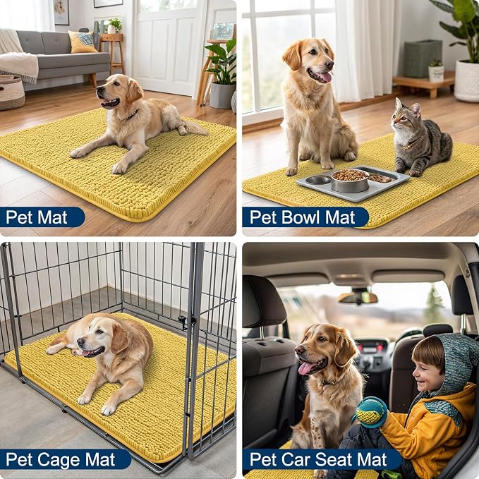 Smiry Dog Door Mat for Muddy Paws 30x20, Absorbent Dirt Trapper, Non-Slip - Image 6