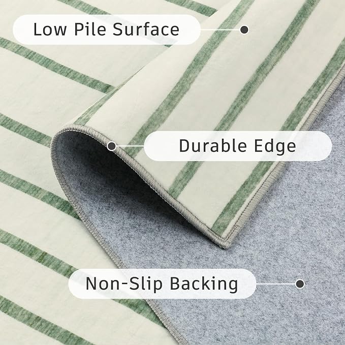 DCX Abstract Machine Washable 6x9 Rug, Sage Green Modern Accent Rug - Image 8