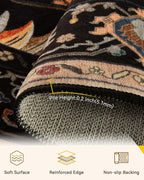 RELEANY Area Rugs Round 4ft Washable Non-Slip, Floral Vintage Distress - Image 3
