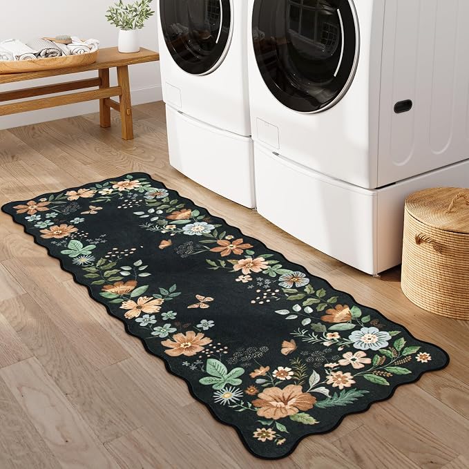 Lahome Floral Kitchen Runner, 2x5 Soft Washable Runner Rug Non Slip, Ultra-Thin - Image 2