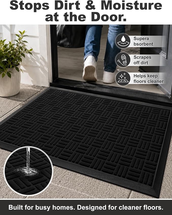 Mibao Front Door Mat Outdoor Entrance, Waterproof Dirt Trapper Doormat - Image 4