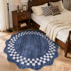 GarveeHome Scalloped Round Rug 4ft Modern Solid Color Circle Rugs Non Slip Low - Image 2