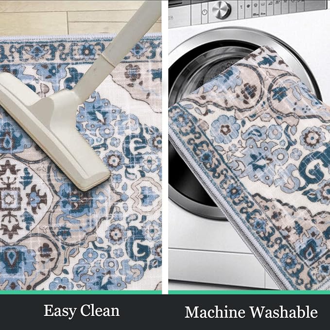 HEBE Farmhouse Kitchen Rugs Sets of 3 Non Slip Washable Boho Kitchen Rugs and - Image 4