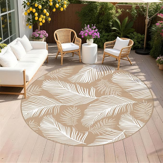 Pauwer Waterproof Outdoor Rug 8ft, Reversible Plastic Straw Patio Camping Rug by Pauwer