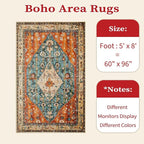 SERISSA 5x8 Area Rugs for Living Room, Large Washable Non-Slip Boho Rug - Image 7