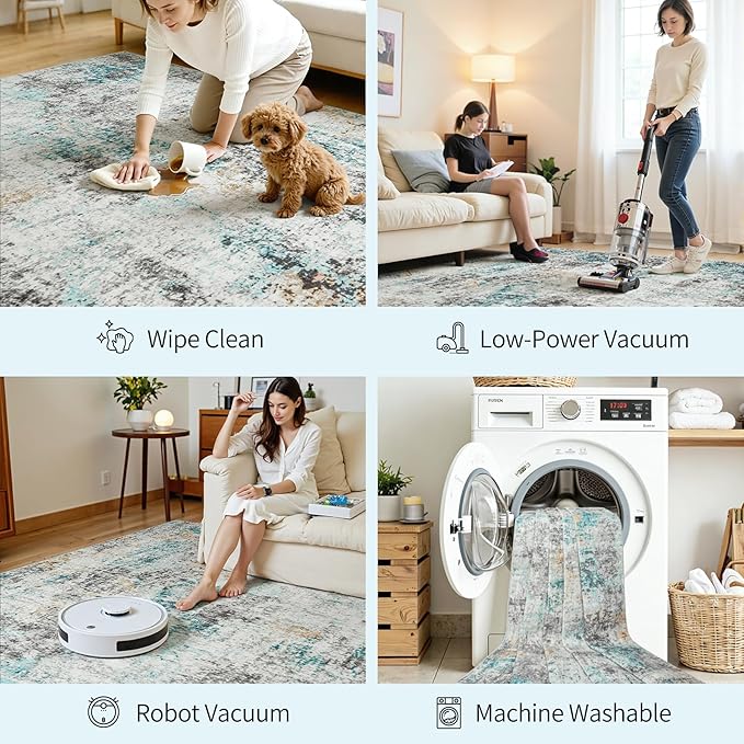 Area Rugs 8x10 Living Room: Large Soft Washable Rug Modern Abstract Anti-Skid - Image 5