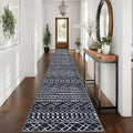 KUTA Long Hallway Runner Rug 2.6x16 Non-Slip Washable, Moroccan Vintage Black by KUTA
