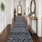 KUTA Long Hallway Runner Rug 2.6x16 Non-Slip Washable, Moroccan Vintage Black by KUTA