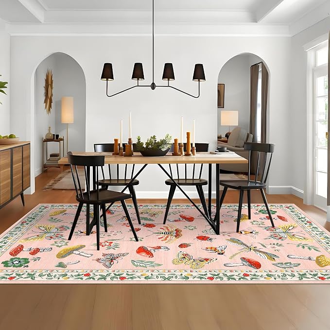 Mushroom Insect 8x10 Area Rugs, Washable Rugs - Image 3