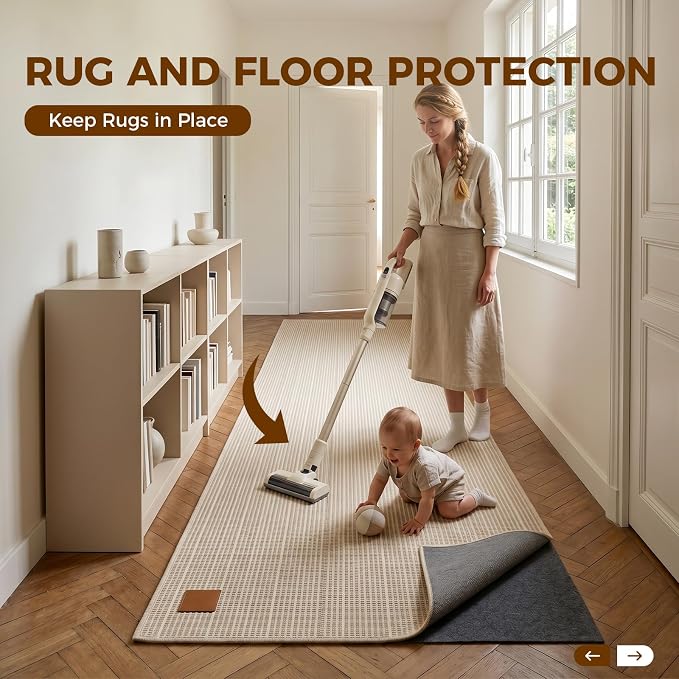 Rug Pad 2 x 6 Ft Non-Slip, Felt and Natural Rubber Backing, 1/4" Thick - Image 2