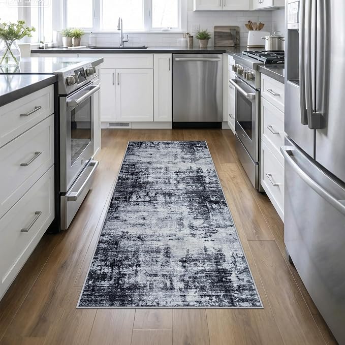 Washable Area Rug 3x8 Entryway Rug: Washable Modern Abstract Soft Thin Rug by FXRHLP