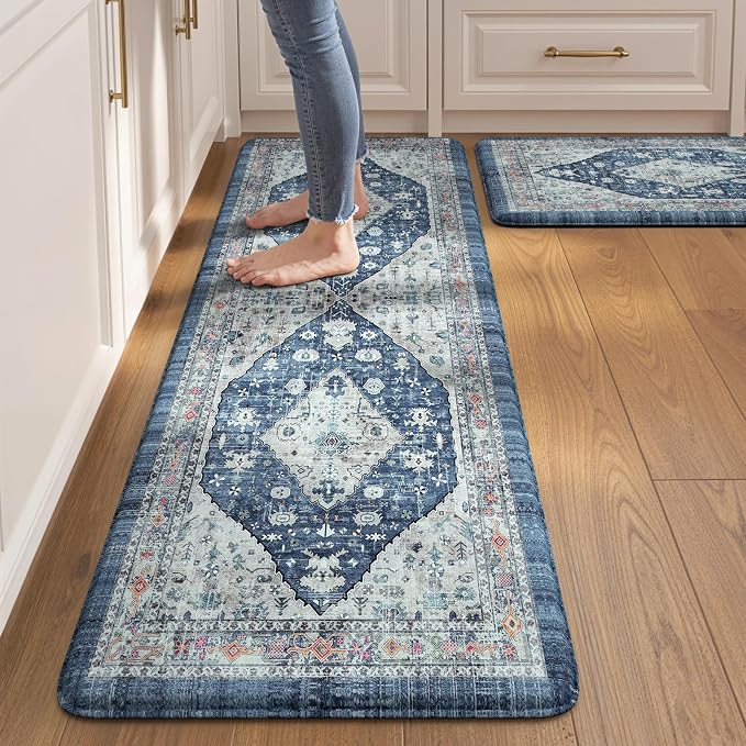 Collive Boho Kitchen Rugs Set of 2 Non Skid Kitchen Mats by Collive