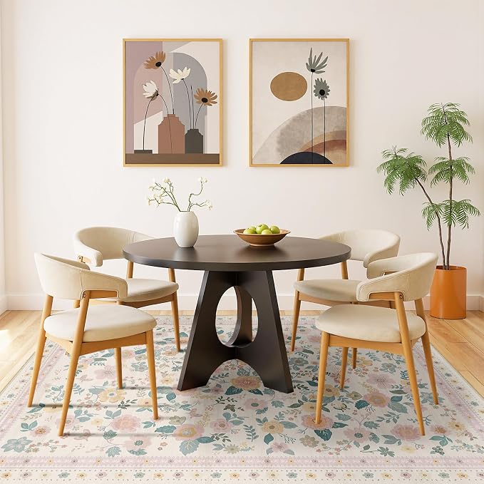 3x5 Area Rugs, Washable Floral Rug, Low Pile Non-Slip Carpet, Flower Rug - Image 8