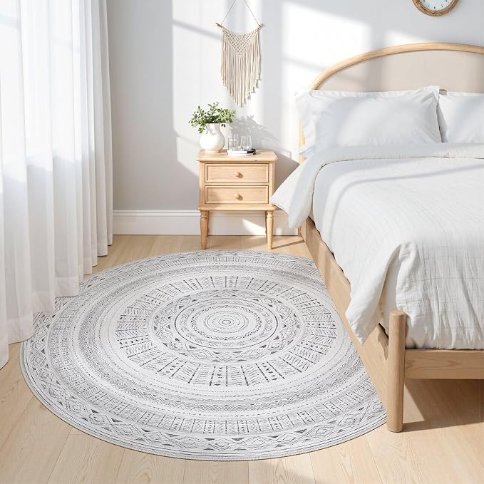 cotiled 6x6 Round Area Rugs Living Room Rug: Washable Boho Rugs - Image 2