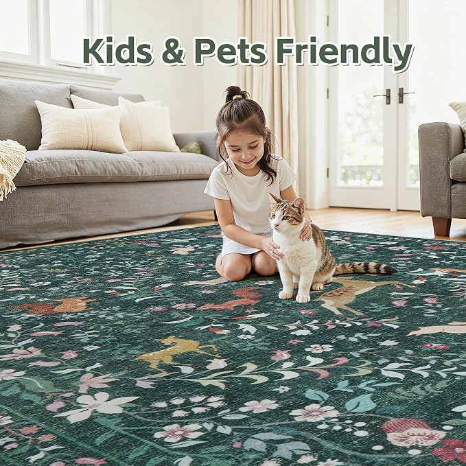 Runner Rug Washable Runners Kitchen Rugs Non Slip Neutral Floral Carpet Low Pile - Image 6
