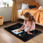 Small Black Area Rug, 2x3 Rug for Bedroom Shaggy Throw Rugs for Dorm Rug - Image 6